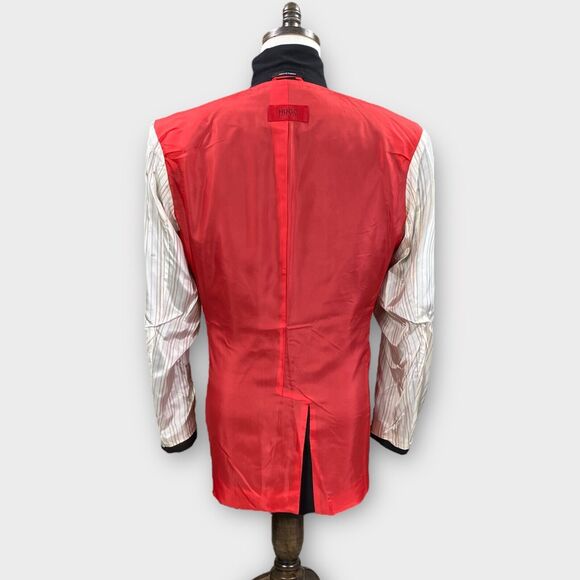 Hugo Boss Blazer Mens 44R Black Solid 3 Button Vented Sport Jacket Red Accents - Picture 9 of 10